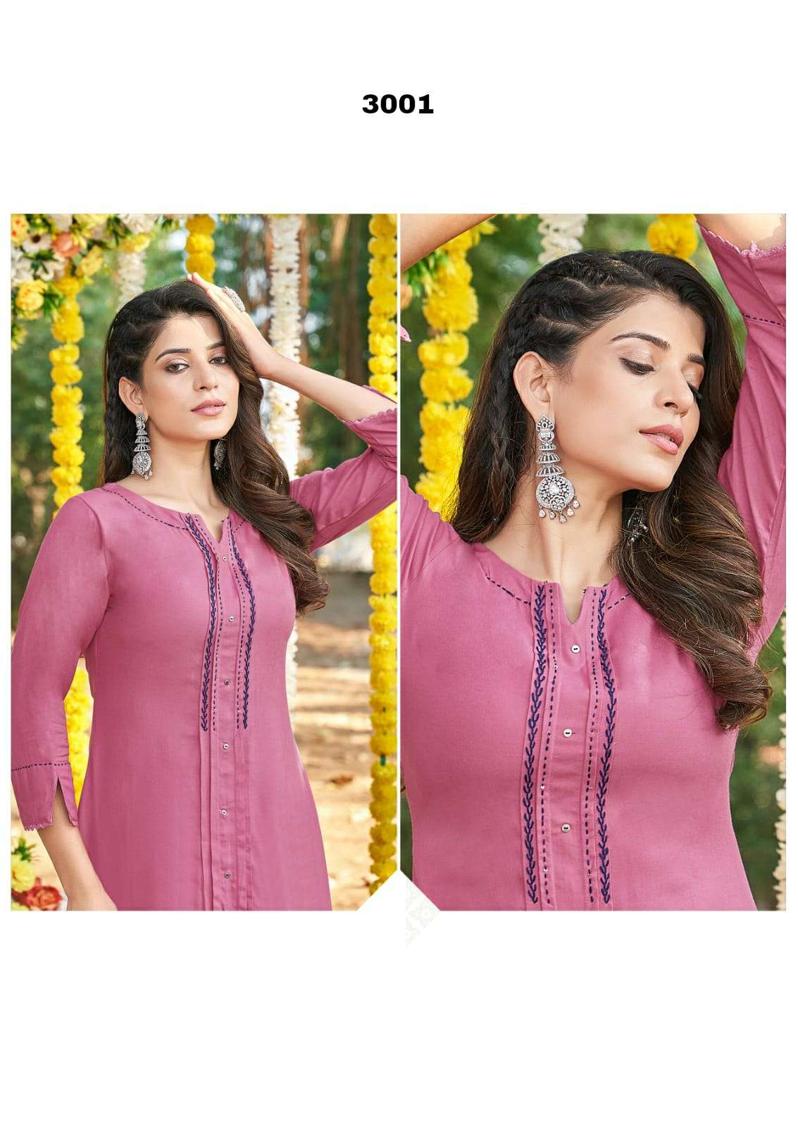 MUSKAN VOL 4 PREMIUM RAYON LIVA TAG A LINE HAND WORK  KURTI WITH  STITCH PLATTING STYLE BY S3FOREVER BRAND 3001 C